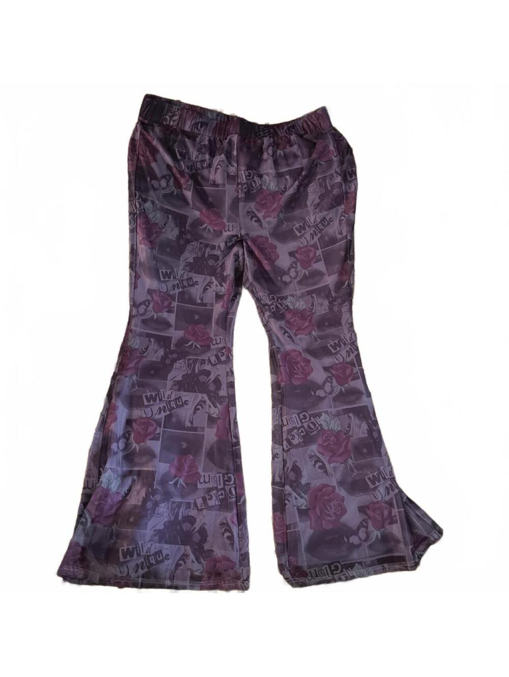 Betsey Johnson x Torrid Purple Mesh Floral Flare Pants Size 3